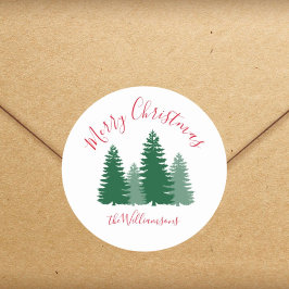 Frohe Weihnachten Elegant Pine Custom Geschenk Runder Aufkleber