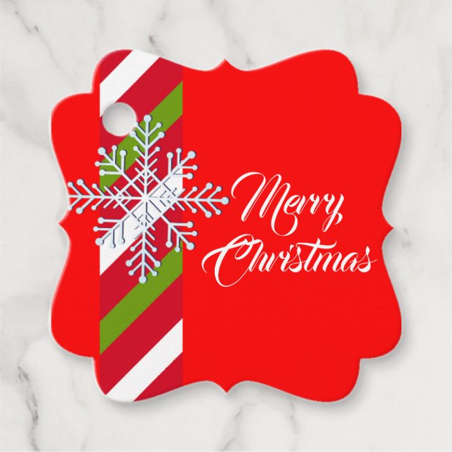 Frohe Weihnachten Elegant Snowflake Geschenkanhänger (Vorderseite)