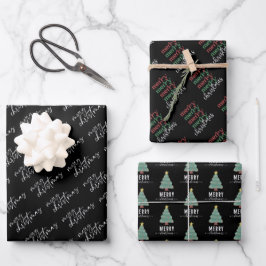 Frohe Weihnachten Elegant und moderne Typografie Geschenkpapier Set