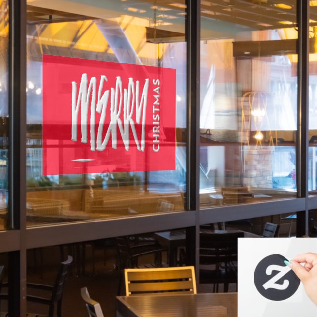 Frohe Weihnachten Elegant Urlaub Rote Typografie Fensteraufkleber (Restaurantfenster)