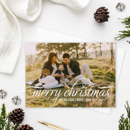 Frohe Weihnachten Elegant White Script Overlay