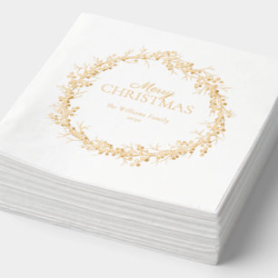 Frohe Weihnachten Elegant Wreath Simple Party Gold Servietten Mit Folie