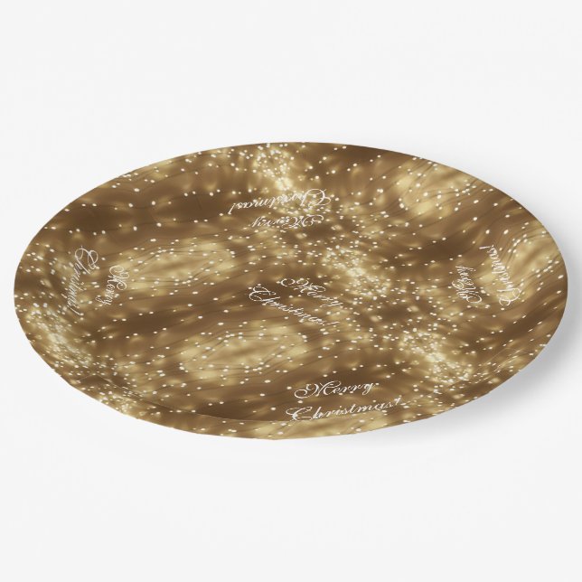 Frohe Weihnachten Elegante Festliche Lichterfolge Pappteller (Schrägansicht)