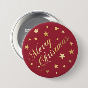 Frohe Weihnachten Elegante Gold Script Feste Stern Button