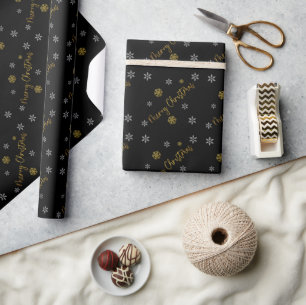 Frohe Weihnachten Elegante goldene Schneeflocken Geschenkpapier