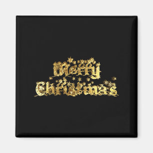 Frohe Weihnachten Elegante Goldene Sterne Tygraphy Magnet