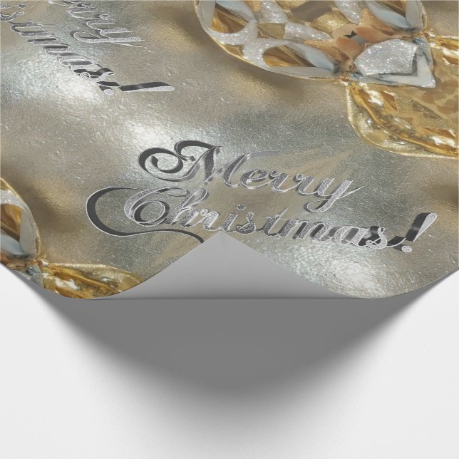 Frohe Weihnachten Elegante Imitate Gold Silver Scr Geschenkpapier (Ecke)