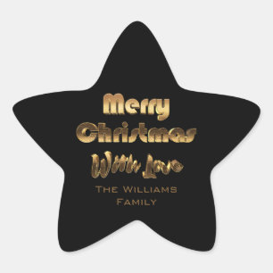 Frohe Weihnachten Elegante Imitate Gold Typografie Stern-Aufkleber