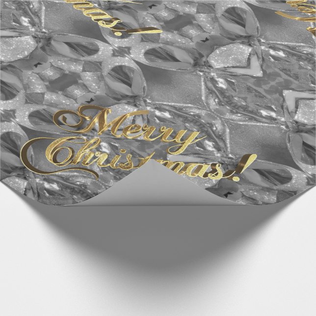 Frohe Weihnachten Elegante Imitate Silver Gold Scr Geschenkpapier (Ecke)