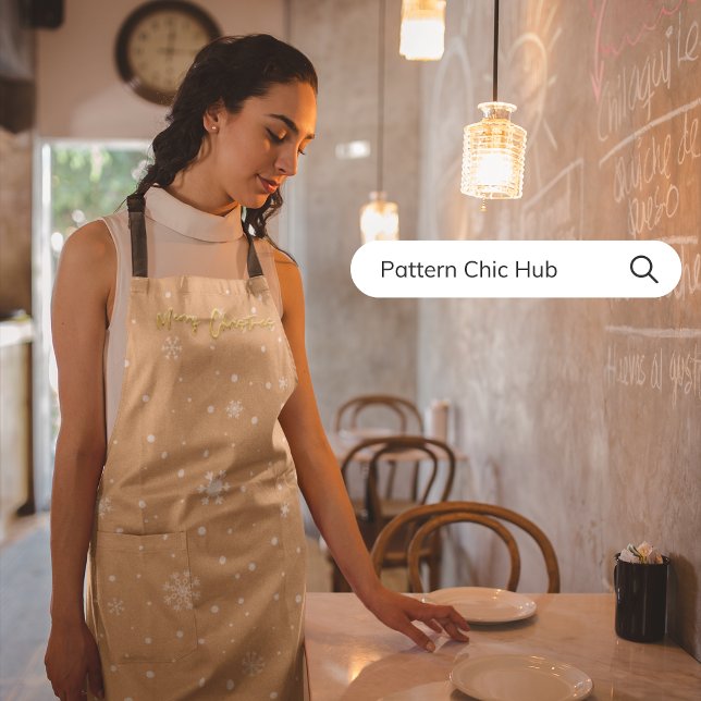 Frohe Weihnachten Elegante Pastel Beige Snowflake Schürze (Von Creator hochgeladen)