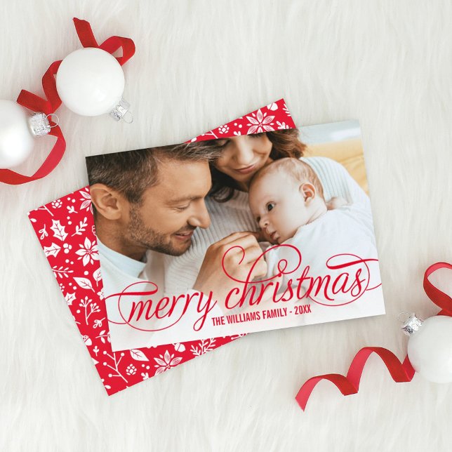 Frohe Weihnachten Elegante Red Script Foto Overlay (Von Creator hochgeladen)
