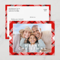 Frohe Weihnachten Elegante Rotes Kariertes Foto Ur