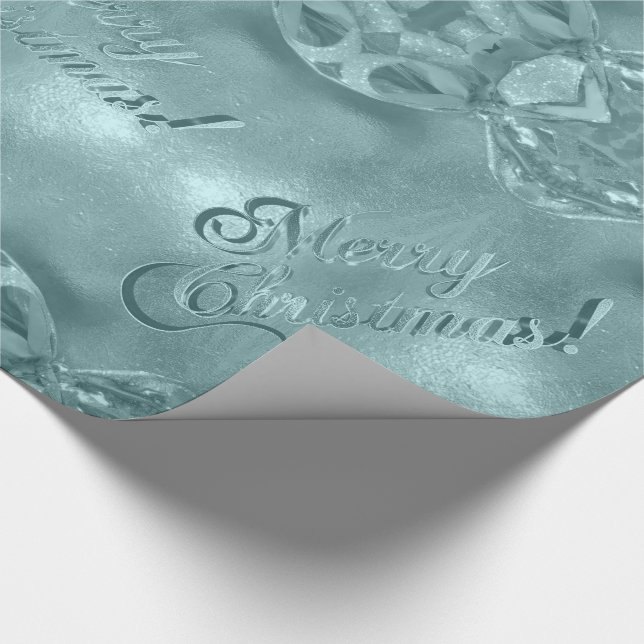 Frohe Weihnachten Elegante Script Blue Turquoise Geschenkpapier (Ecke)
