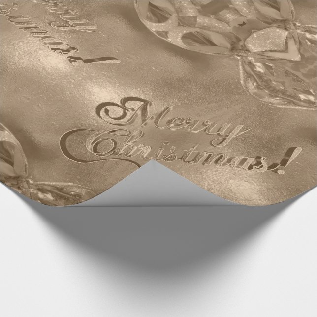 Frohe Weihnachten Elegante Script Copper Brown Geschenkpapier (Ecke)