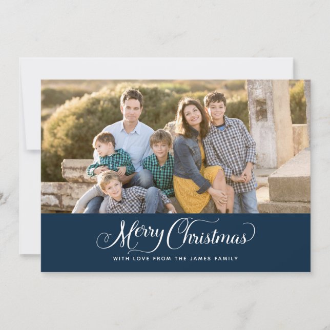 Frohe Weihnachten Elegante Script Foto Cards (Vorderseite)
