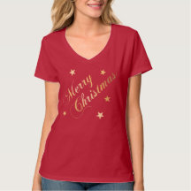 Frohe Weihnachten Elegante Script Gold Stars