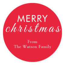 Frohe Weihnachten Elegante Script Round Sticker