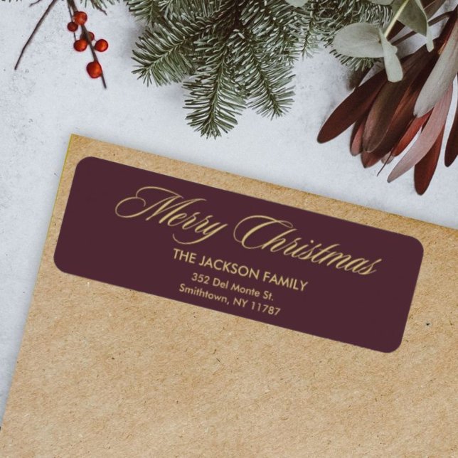 Frohe Weihnachten Elegante Script-Rücksendeadresse (Von Creator hochgeladen)