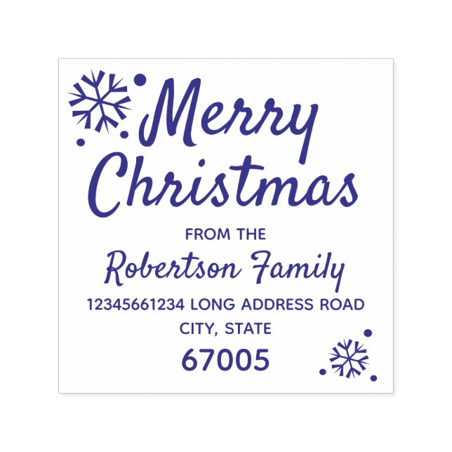 Frohe Weihnachten Elegante Snowflake Rücksendeadre Permastempel (Design)