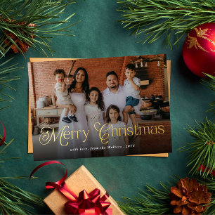 Frohe Weihnachten Elegante Typografie Familienfoto Folien Feiertagskarte