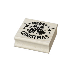 Frohe Weihnachten Elegante Winter Holidays Bells Gummistempel