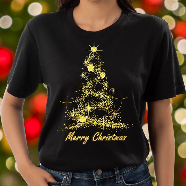 Frohe Weihnachten Eleganter Chic Black and Gold Tr T-Shirt (Von Creator hochgeladen)
