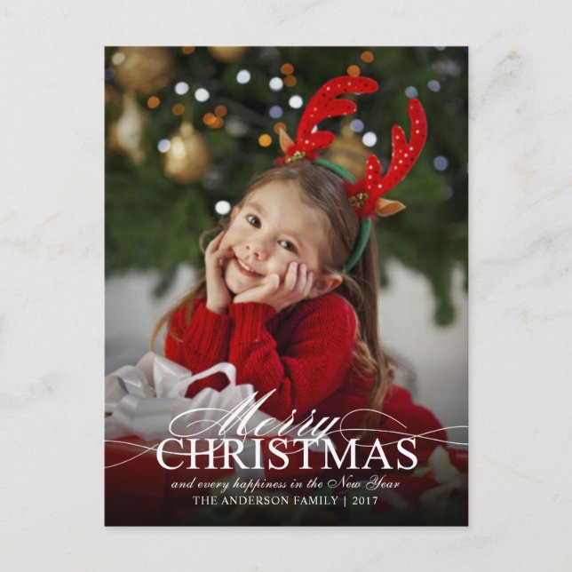 Frohe Weihnachten Elegantes Foto Feiertag Einladun Postkarte (Vorderseite)