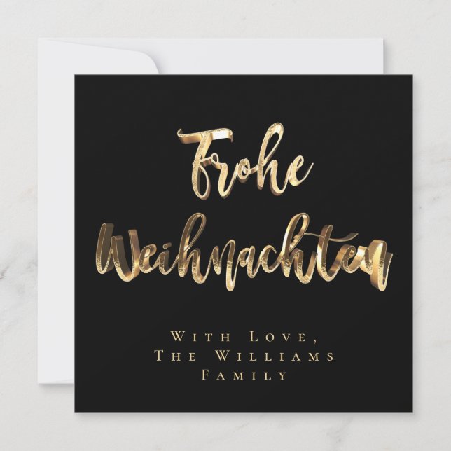 Frohe Weihnachten Elegantes Schwarzes Gold Script  (Vorderseite)