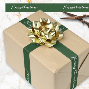 Frohe Weihnachten Elegantes Skript Grün Festlich Satinband