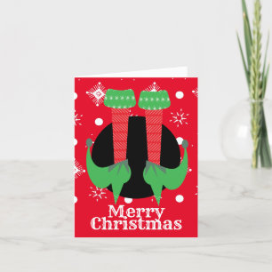 Frohe Weihnachten Elf Füße Absätze Schneeflocken  Dankeskarte
