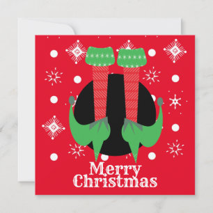 Frohe Weihnachten Elf Füße Absätze Schneeflocken Karte