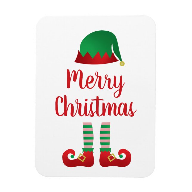 Frohe Weihnachten Elf Hat Red Green Magnet (Vertikal)