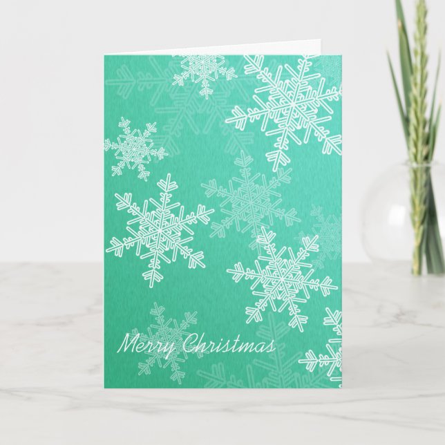 Frohe Weihnachten Emerald White Snowflake Minimali (Vorderseite)