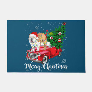 Frohe Weihnachten Englisch Bulldog Santa Red Truck Fußmatte