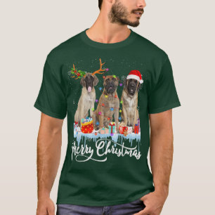 Frohe Weihnachten Englisch Mastiff Santa Light Rei T-Shirt