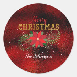 Frohe Weihnachten Englisch Red Wine Glass Runder Aufkleber