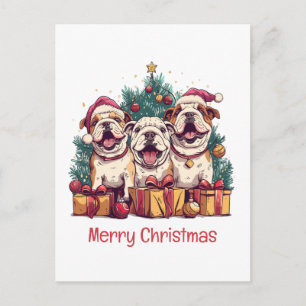 Frohe Weihnachten English Bulldog Santa Hüte Postkarte
