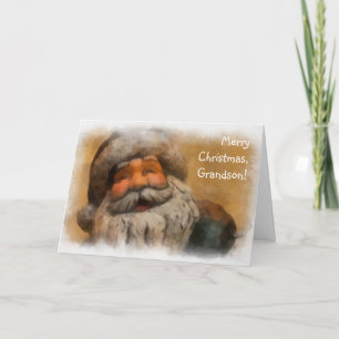Frohe Weihnachten, Enkel - Vintage-Santa-Gemälde Feiertagskarte