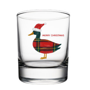 Frohe Weihnachten Ente Tartan Erpel Santa Hut Whiskyglas