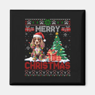 Frohe Weihnachten Er Spaniel Hund liebt Ugly Xmas Magnet