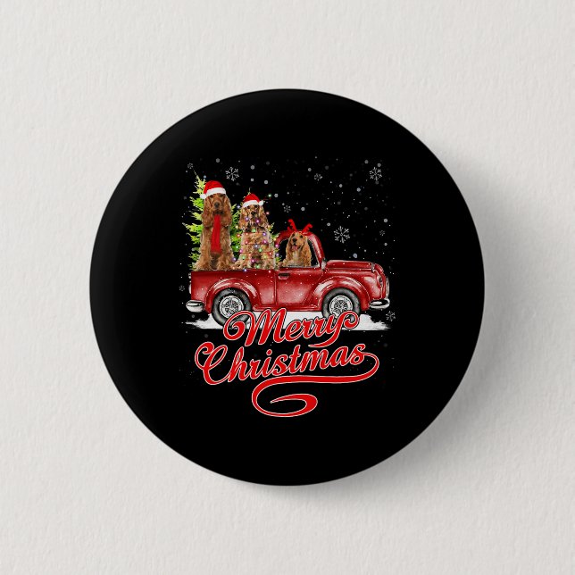 Frohe Weihnachten Er Spaniel Hunde Santa Reindeer  Button (Vorderseite)
