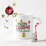 Frohe Weihnachten Es war EMOTIONAL lustig EMOJI Kaffeetasse<br><div class="desc">Spaß und bunte,  moderne Weihnachtsgeschenke mit den Worten "Frohe Weihnachten,  es war emotional" und einige niedliche Emoji,  Ausdrücke mit einem Weihnachtsthema. Füge deinen eigenen Text hinzu,  um ein einzigartiges Geschenk für Freunde,  Familie,  Arbeitskollegen,  Chef,  Mitarbeiter zu schaffen. Tolle Idee für Geheimtipps. Kann mit Text personalisiert werden.</div>