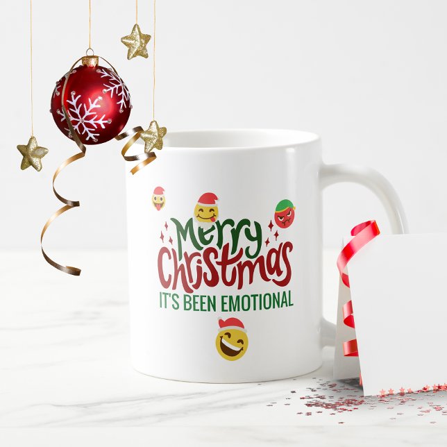 Frohe Weihnachten Es war EMOTIONAL lustig EMOJI Kaffeetasse (Von Creator hochgeladen)