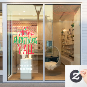 Frohe Weihnachten Euch Alle Rot Grün Logo Geschäft Fensteraufkleber