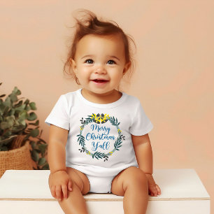 Frohe Weihnachten Euch allen Grüner und gelber Kra Baby T-shirt