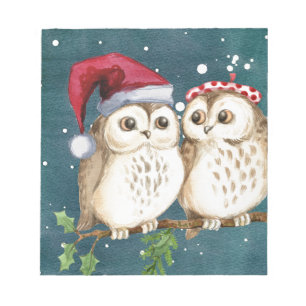 Frohe-weihnachten Eulen Notizblock