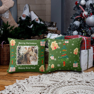 Frohe Weihnachten Evergreen Family Foto Kissen