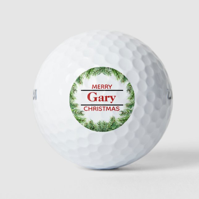 Frohe Weihnachten Evergreen Fern Golfball (Vorderseite)