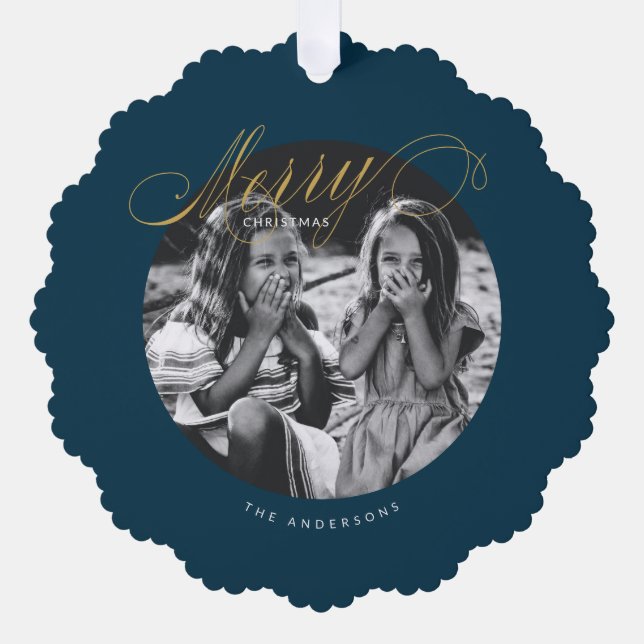 Frohe Weihnachten Extravagante Drehbuch Moderne Ornament Karte (Vorderseite)