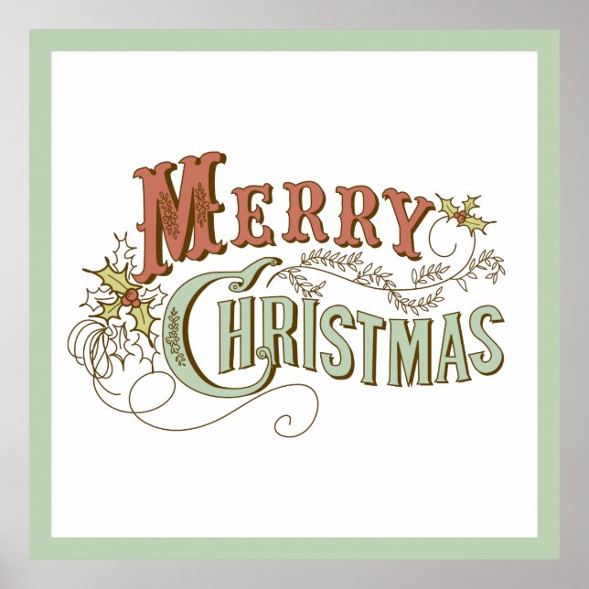 Frohe Weihnachten Extravagante Textgestaltung Poster (Vorne)